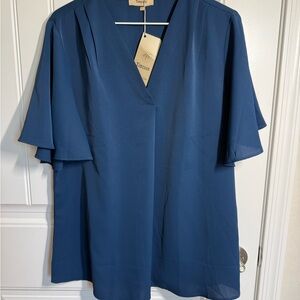 Timeson Navy V-Neck Blouse